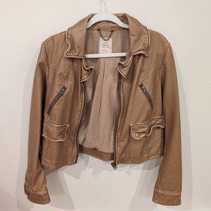 Free People Vegan Leather Bomber Jacket